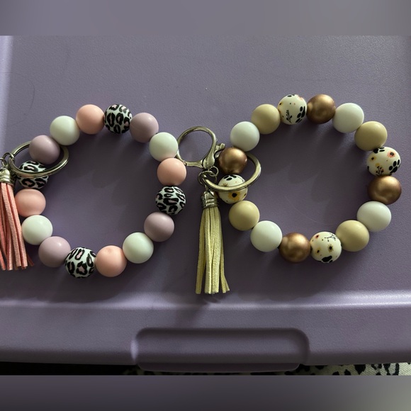 Hand Crafted Beaded Keychain Bracelets - Pink, Blue, Purple, Gold - Picture 6 of 16